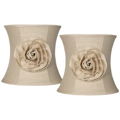 Springcrest Almond Linen Flower Set Of 2 Drum Shades 11x12x11 (spider)
