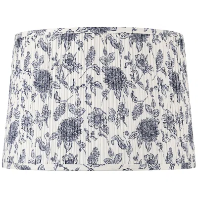 Springcrest Annie Cobalt/white Floral Pleated Drum Shade 14x16x11 (spider) In Purple