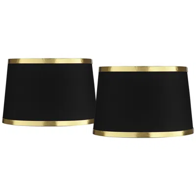 Springcrest Black Fabric Set Of 2 Drum Lamp Shades 13x15x10 (spider)