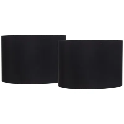 Springcrest Black Fabric Set Of 2 Drum Lamp Shades 16x16x11 (spider)