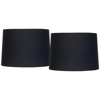 Springcrest Black Fabric Set Of 2 Tapered Drum Shades 11x12x8.5 (spider)