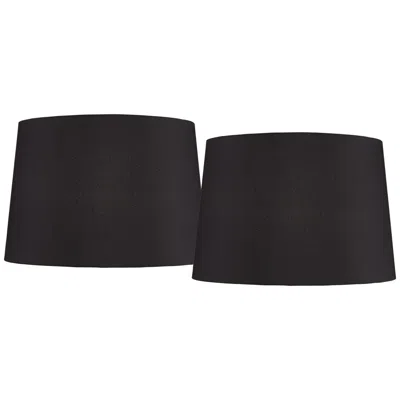 Springcrest Black Faux Silk Set Of 2 Drum Lamp Shades 13x15x10 (spider)