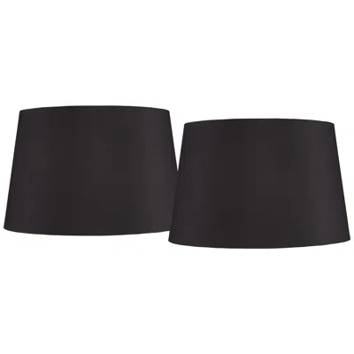 Springcrest Black Faux Silk Set Of 2 Drum Lamp Shades 14x17x11 (spider)