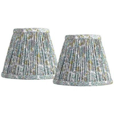Springcrest Blue Green Pleated Clip-on Lamp Shades 3.5x6x5 Set Of 2