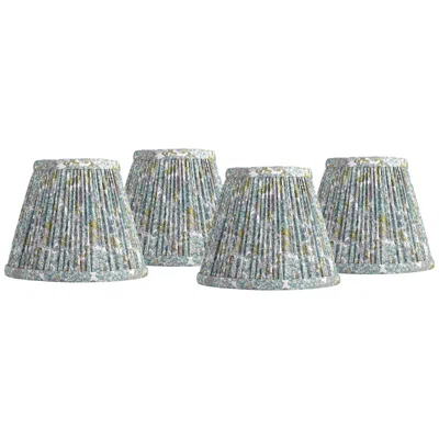 Springcrest Blue Green Pleated Clip-on Lamp Shades 3.5x6x5 Set Of 4