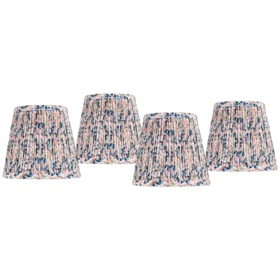 Springcrest Blue Pink Shirred Shades Set Of 4 4x6x5.5" (clip-on)