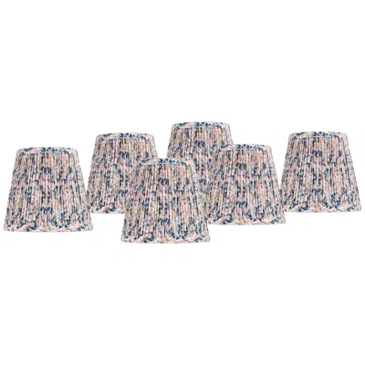 Springcrest Blue Pink Shirred Shades Set Of 6 4x6x5.5" (clip-on)