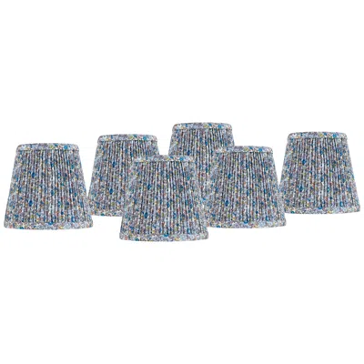Springcrest Blue Shirred Pleat Shades Set Of 6 4x6x5.5" (clip-on)