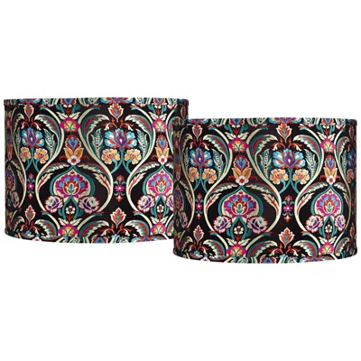 Springcrest Bohemian Embroidered Set Of 2 Drum Shades 15x15x11 (spider)