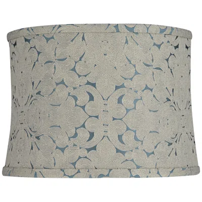 Springcrest Cece Blue Swirl Pattern Softback Drum Lamp Shade 13x14x10 (spider)