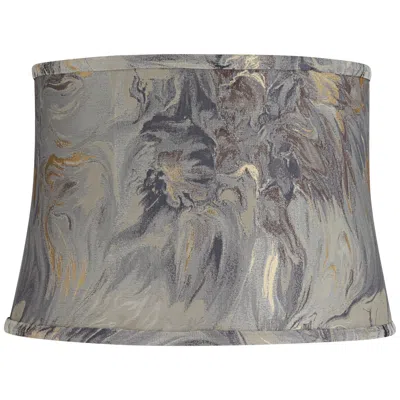 Springcrest Cece Gray Swirl Softback Drum Lamp Shade 14x16x11 (spider)