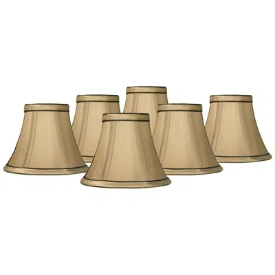Springcrest Celia Tan Brown Trim Lamp Shades 3x6x5x5 (clip-on) Set Of 6