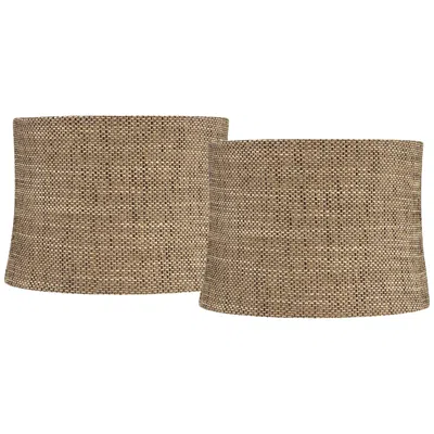 Springcrest Charcoal Brown Set Of 2 Drum Lamp Shades 13x14x10 (spider)