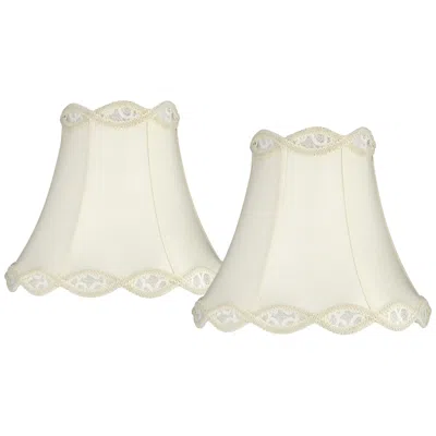 Springcrest Cream Fabric Set Of 2 Scallop Lamp Shades 7x14x12.5 (spider)