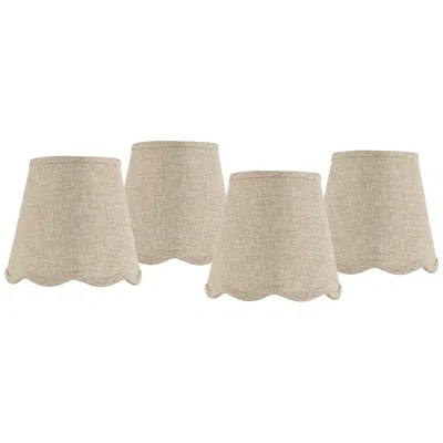 Springcrest Fawn Brown Scallop Set Of 4 Lamp Shades 4x6x5.5 (clip-on)