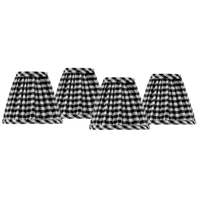 Springcrest Gingham Black Pleated Cotton Clip-on Shade (3x6x5) Set Of 4