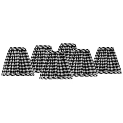 Springcrest Gingham Black Pleated Cotton Clip-on Shade (3x6x5) Set Of 6