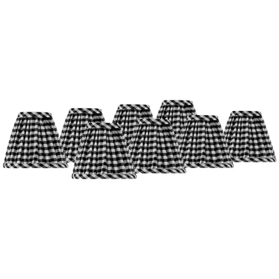 Springcrest Gingham Black Pleated Cotton Clip-on Shade (3x6x5) Set Of 8