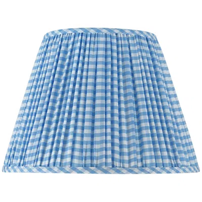 Springcrest Gingham Blue Plaid Pleated Cotton Empire Shade (9x16x11)