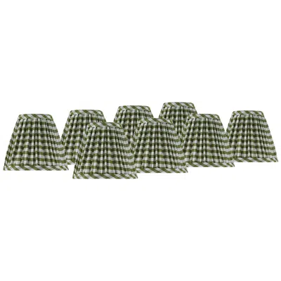 Springcrest Gingham Green Pleated Cotton Clip-on Shade (3x6x5) Set Of 8 In Animal Print