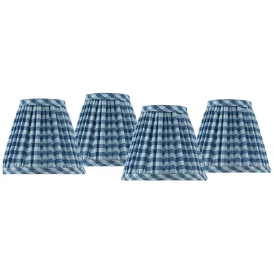 Springcrest Gingham Navy Pleated Cotton Clip-on Shade (3x6x5) Set Of 4 In Animal Print