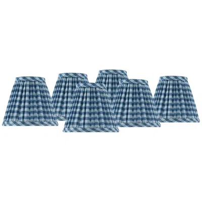 Springcrest Gingham Navy Pleated Cotton Clip-on Shade (3x6x5) Set Of 6 In Animal Print