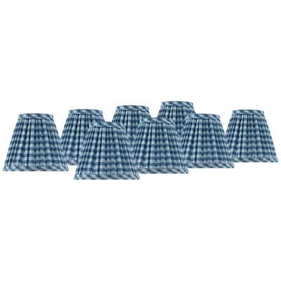 Springcrest Gingham Navy Pleated Cotton Clip-on Shade (3x6x5) Set Of 8 In Multi