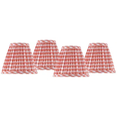 Springcrest Gingham Pink Pleated Cotton Clip-on Shade (3x6x5) Set Of 4