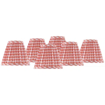 Springcrest Gingham Pink Pleated Cotton Clip-on Shade (3x6x5) Set Of 6