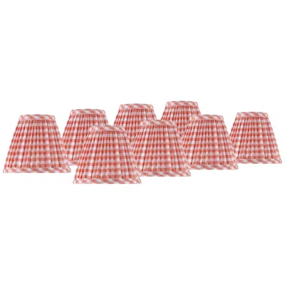 Springcrest Gingham Pink Pleated Cotton Clip-on Shade (3x6x5) Set Of 8