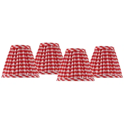 Springcrest Gingham Red Plaid Pleated Cotton Clip-on Shade (3x6x5) Set Of 4
