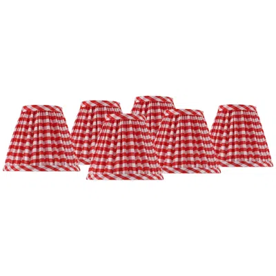 Springcrest Gingham Red Plaid Pleated Cotton Clip-on Shade (3x6x5) Set Of 6