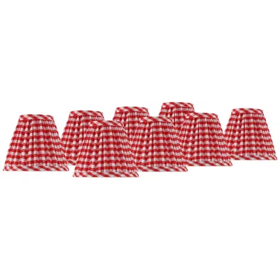 Springcrest Gingham Red Plaid Pleated Cotton Clip-on Shade (3x6x5) Set Of 8