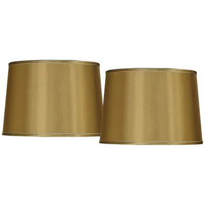 Springcrest Gold Set Of 2 Drum Shades With Silver Trim 14x16x11 (spider)
