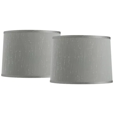 Springcrest Gray Faux Silk Set Of 2 Drum Lamp Shades 13x14x10 (spider)