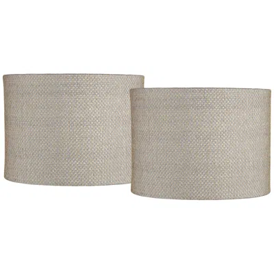 Springcrest Gray Gold Weave Set Of 2 Drum Lamp Shades 15x15x11 (spider)
