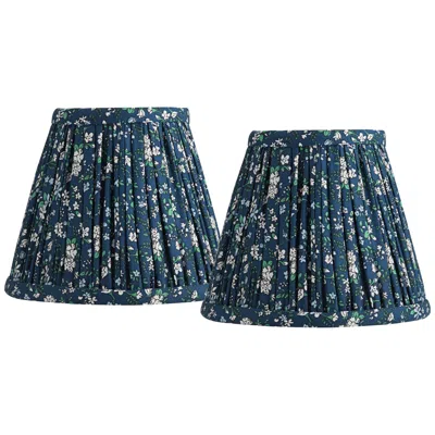 Springcrest Green Blue Floral Clip-on Lamp Shades 3.5x6x5 Set Of 2