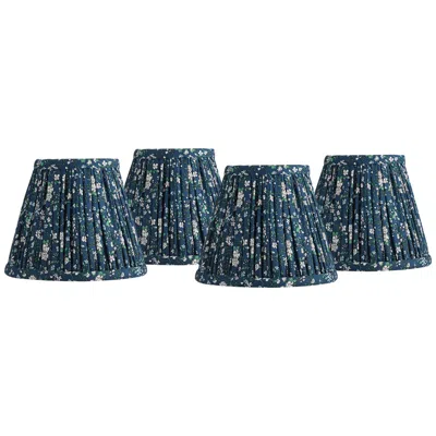 Springcrest Green Blue Floral Clip-on Lamp Shades 3.5x6x5 Set Of 4