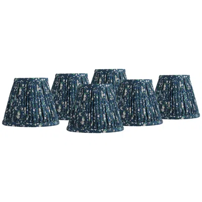 Springcrest Green Blue Floral Clip-on Lamp Shades 3.5x6x5 Set Of 6