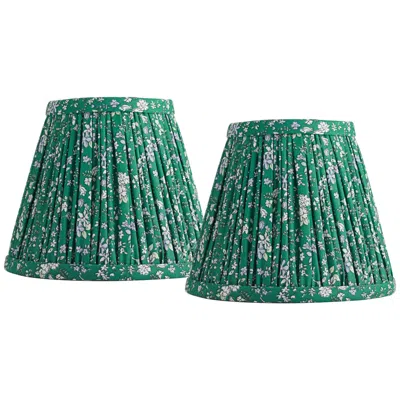 Springcrest Green Violet Floral Clip-on Lamp Shades 3.5x6x5 Set Of 2