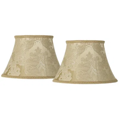Springcrest Ivory Brocade Set Of 2 Bell Lamp Shades 10x17x11 (spider)