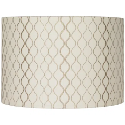 Springcrest Jonna Off-white Tan Embroidered Drum Shade 16x16x11 (spider)