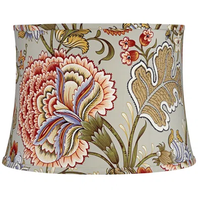 Springcrest Katie Sage Green Flower Print Drum Shade 14x16x11.5 (spider)