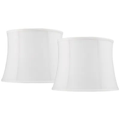 Springcrest Kerras White Drum Lamp Shades 11.5x13.5x10 (spider) Set Of 2
