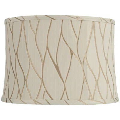 Springcrest Kinmen Cream Leaf Pattern Drum Shade 15 1/4 X 16 X 11 (spider)