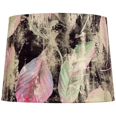 Springcrest Lindy Black Leaf Melange Velvet Drum Shade 13x15x11 (spider)