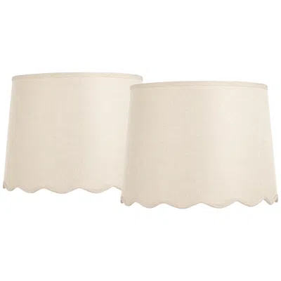 Springcrest Mylie Cream Scallop Drum Shade 13x15x11x11 (spider) Set Of 2 In Brown
