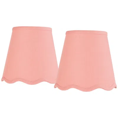Springcrest Mylie Pink Scallop Empire Lamp Shade 4x6x5.5 (clip-on) Set Of 2