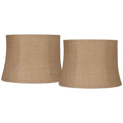 Springcrest Natural Burlap Set Of 2 Drum Lamp Shades 12x14x10 (spider)