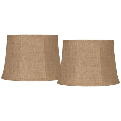 Springcrest Natural Burlap Set Of 2 Drum Lamp Shades 13x16x11 (spider)